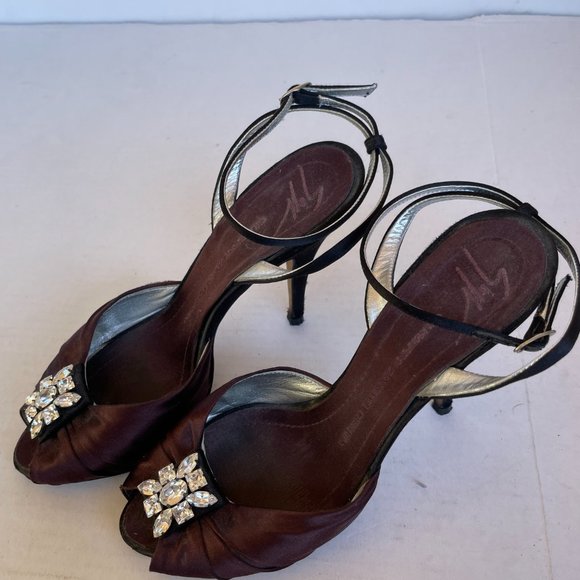 Giuseppe Zanotti High Heel Burgundy Suede Dress Sandals Peep-toe - Picture 8 of 8